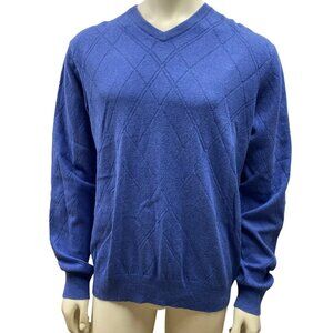 ALLAN FLUSSER MENS V NECK COTTON‎ CASHMERE SWEATER  XL